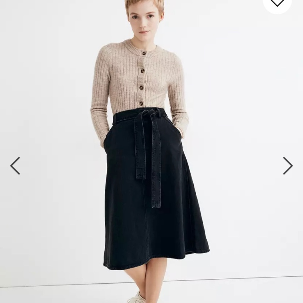 Madewell - Denim Tie-Waist Midi Skirt Shrader Wash